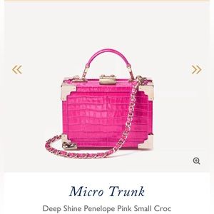 Aspinal of London - Micro Trunk in Deep Shine Penelope Pink Small Croc